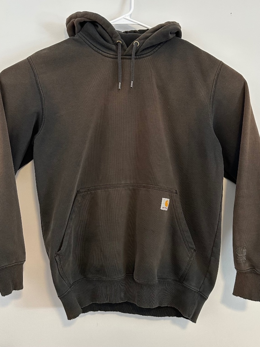 Carhartt Hoodie Sweatshirt Mens Large Black Original Fit Distressed Long Sleeve